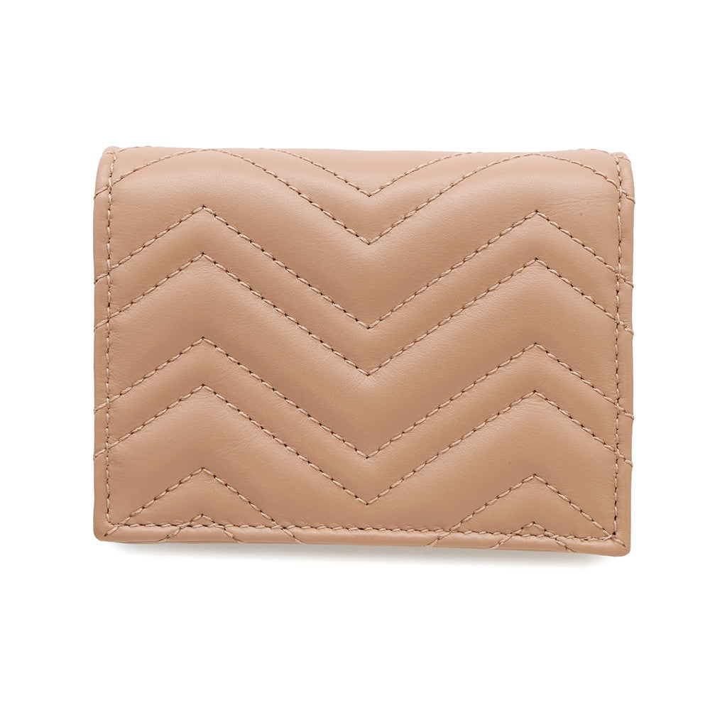 GUCCI GG Marmont Card Case Wallet Beige466492 Leather