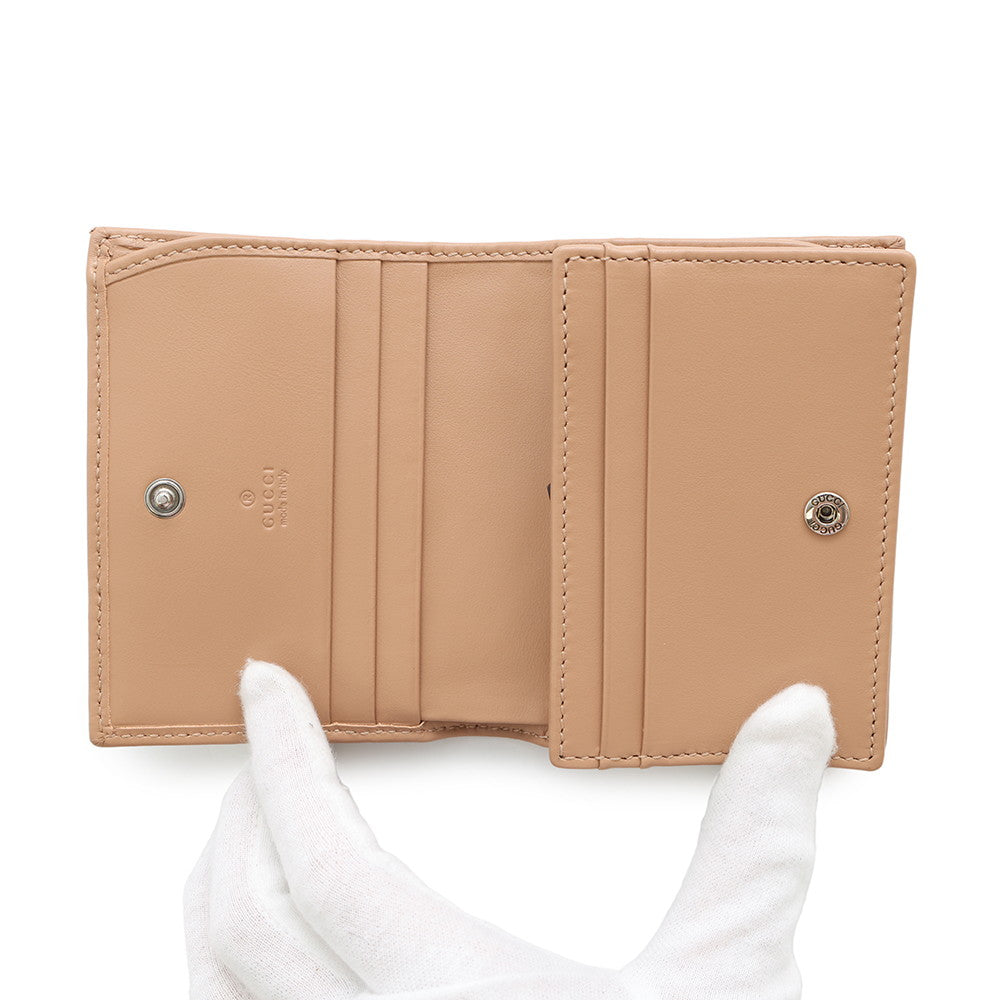 GUCCI GG Marmont Card Case Wallet Beige466492 Leather