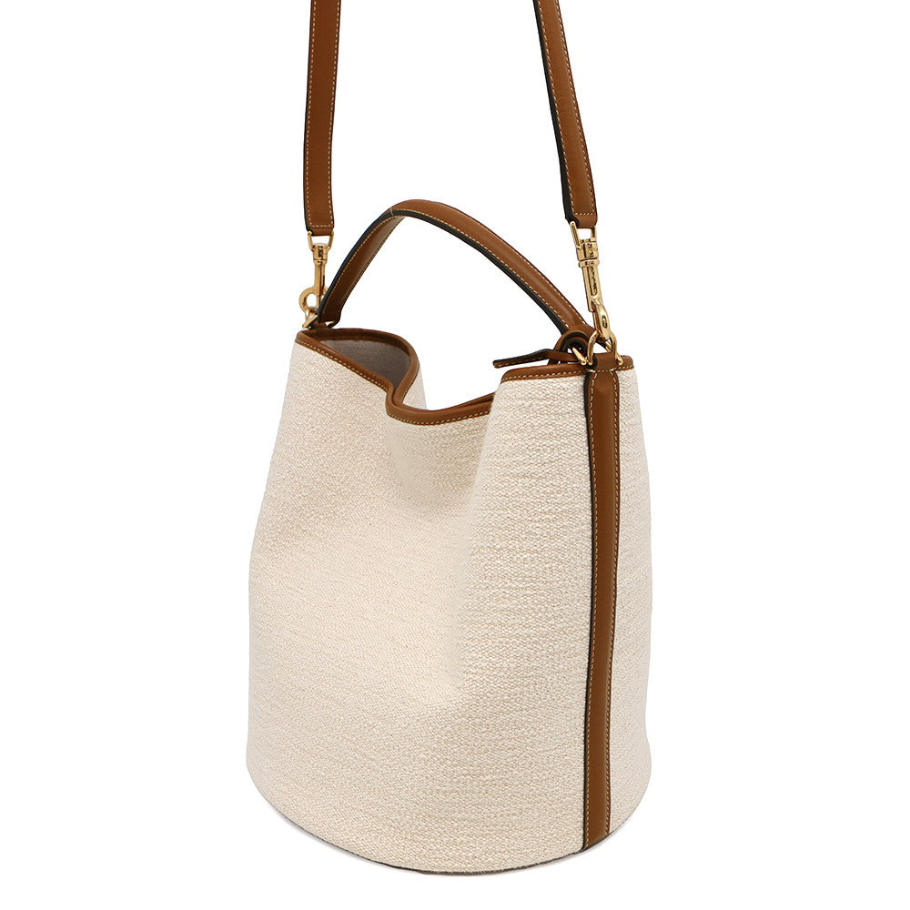 CELINE bucket Natural/Tan195572 Canvas Leather Size 16