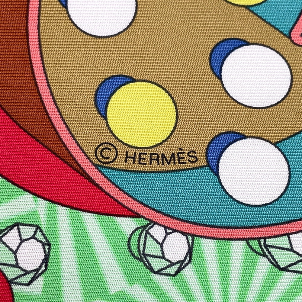HERMES Carre ELECTRIQUE Size 90ã Rose pale/Vert/Multicolor Silk100