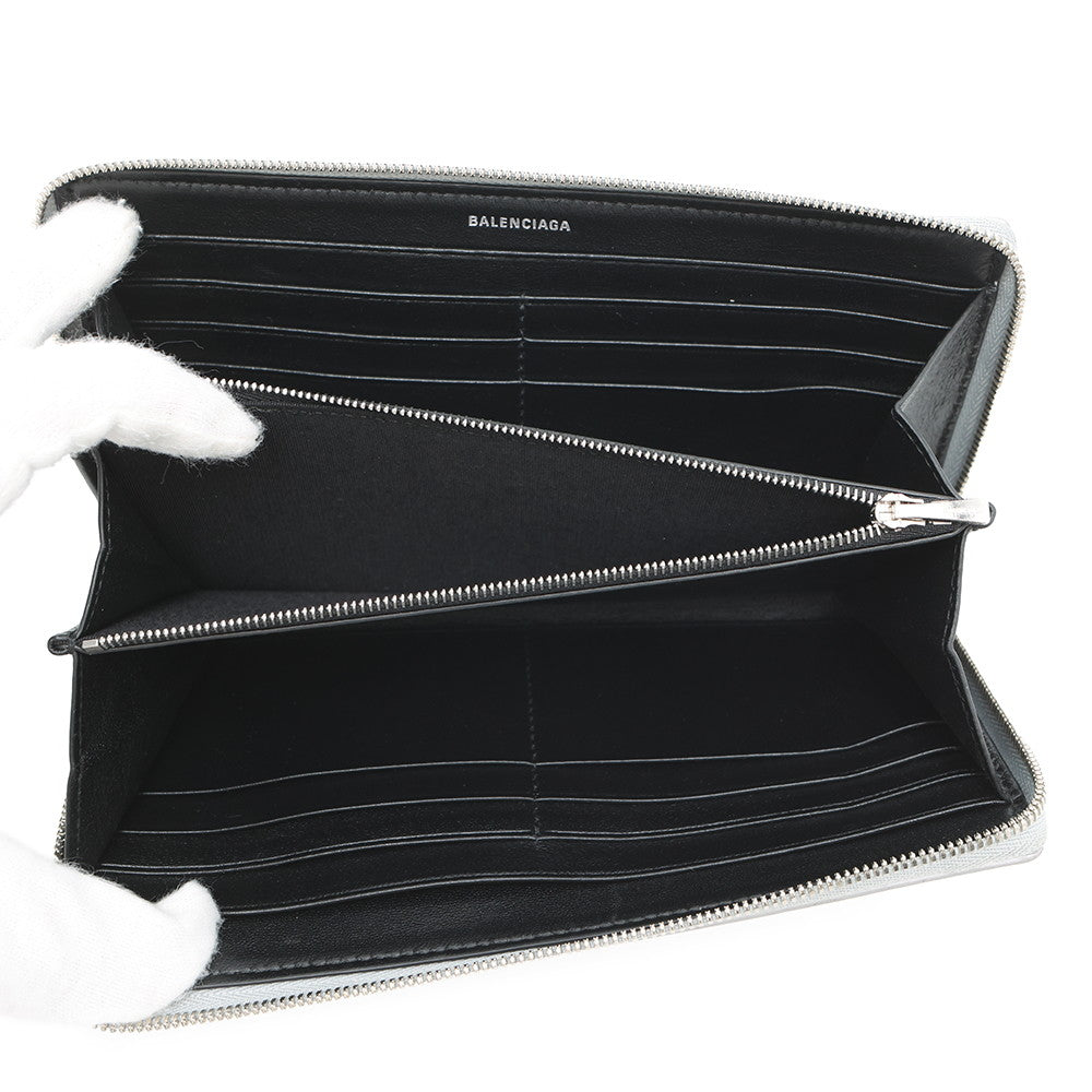 BALENCIAGA Zip Around Long Wallet Silver717787 Leather