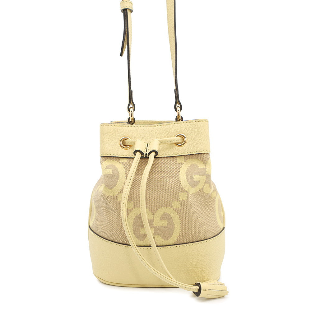 GUCCI Bucket Shoulder Yellow550620 GG Canvas Leather Size Mini