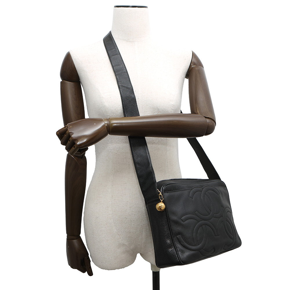 CHANEL Triple Coco One Belt Black Caviar Leather
