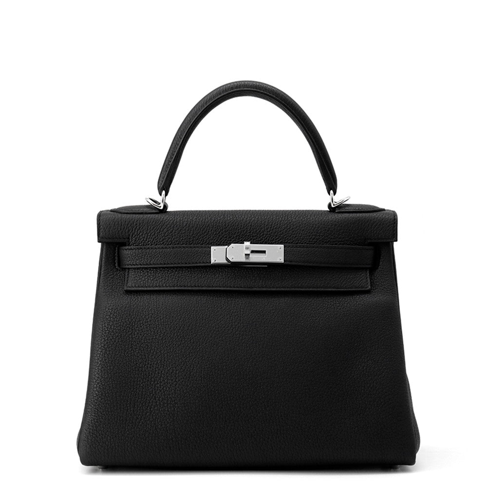 HERMES Kelly Retourne Black Togo Leather Size 28