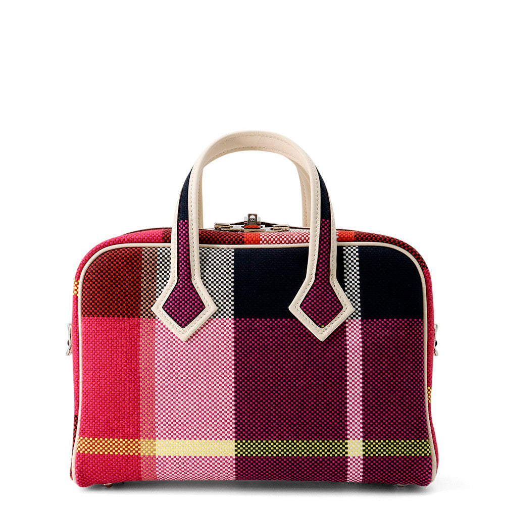 HERMES Victoria3 Fool Toe Marine/Ecru/Black/Framboise Toile Cadrille Swift Leather Size Mini