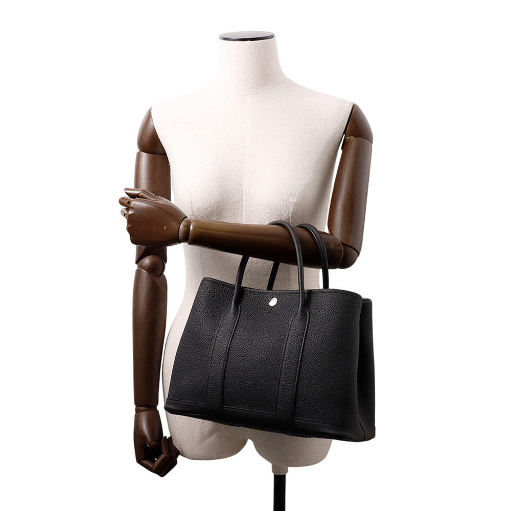 HERMES Garden Party Black Negonda Leather Size TPM