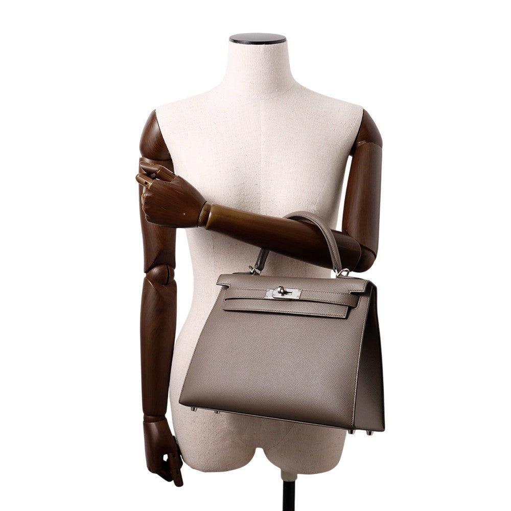HERMES Kelly Sellier Etain Epsom Size 28