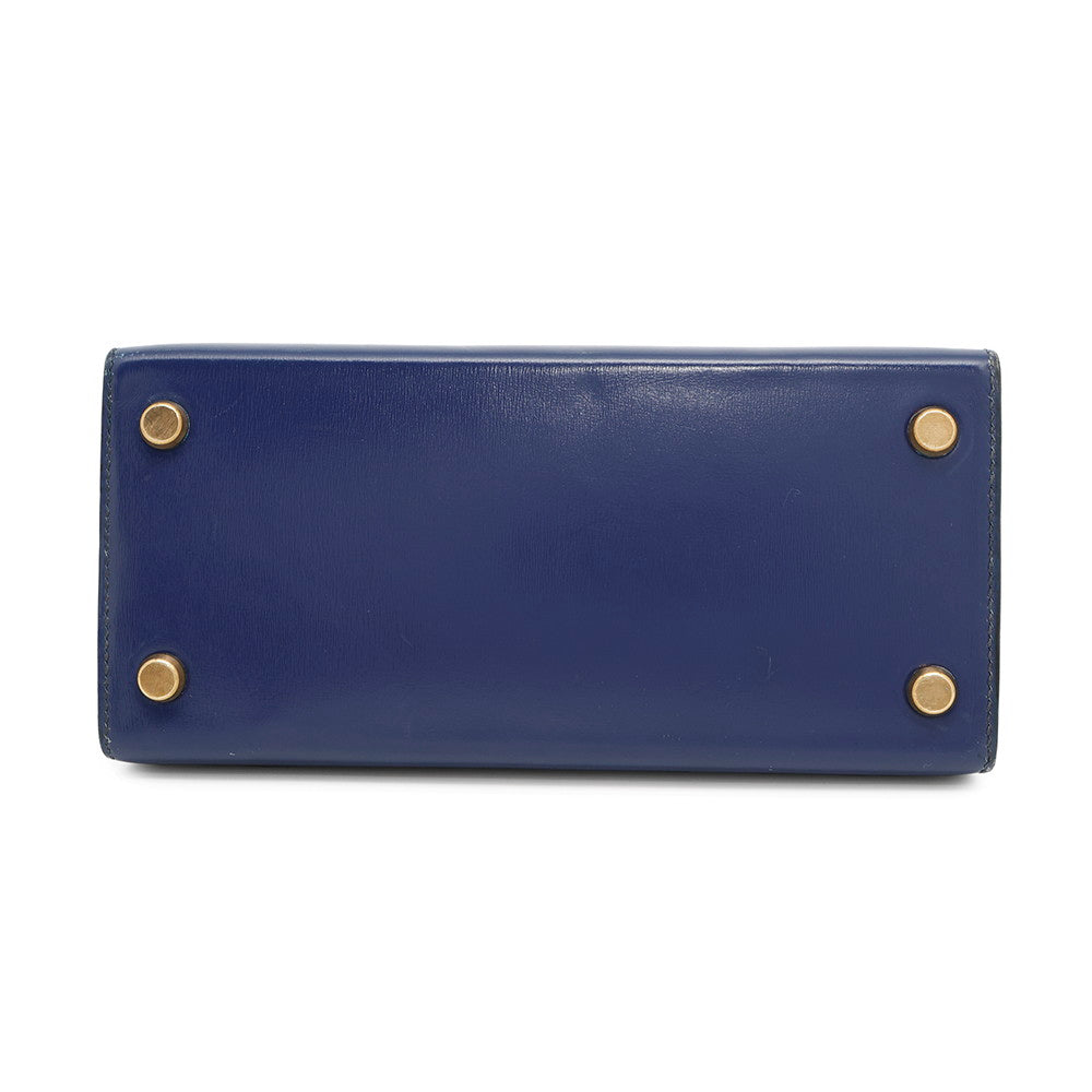 HERMES Mini Kelly Blue Saphir Box Calf Leather