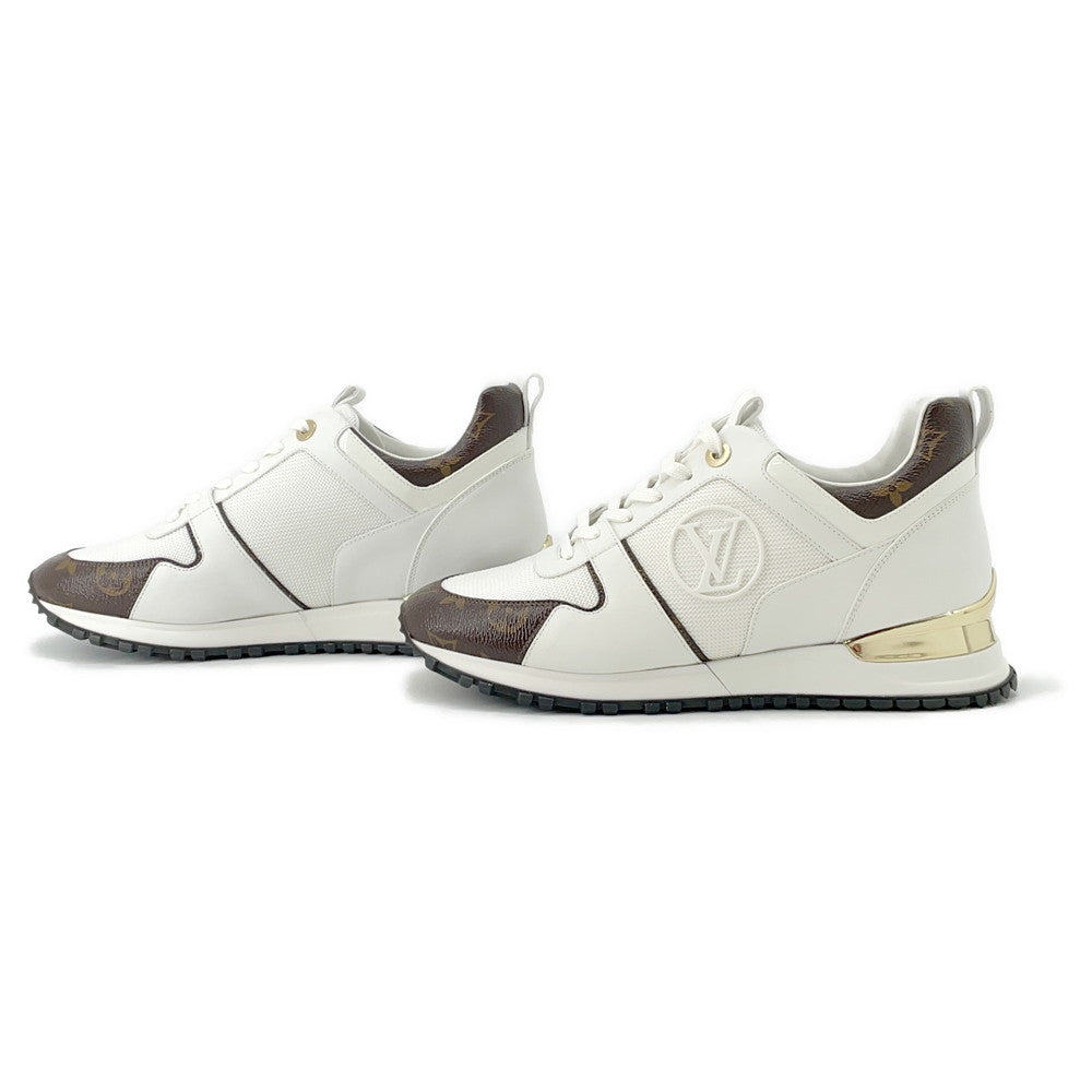 LOUIS VUITTON Run Awayã»Sneakers White1A4XNO Calf Leather Monogram Size 39 1/2