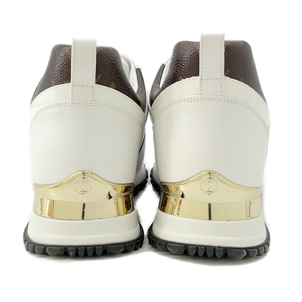 LOUIS VUITTON Run Awayã»Sneakers White1A4XNO Calf Leather Monogram Size 39 1/2