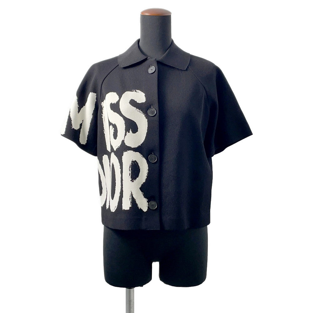 Dior Miss Dior Graphic Short Sleeve Jacket Size 36 Black454V13AM541 Rayon83% Polyester17%