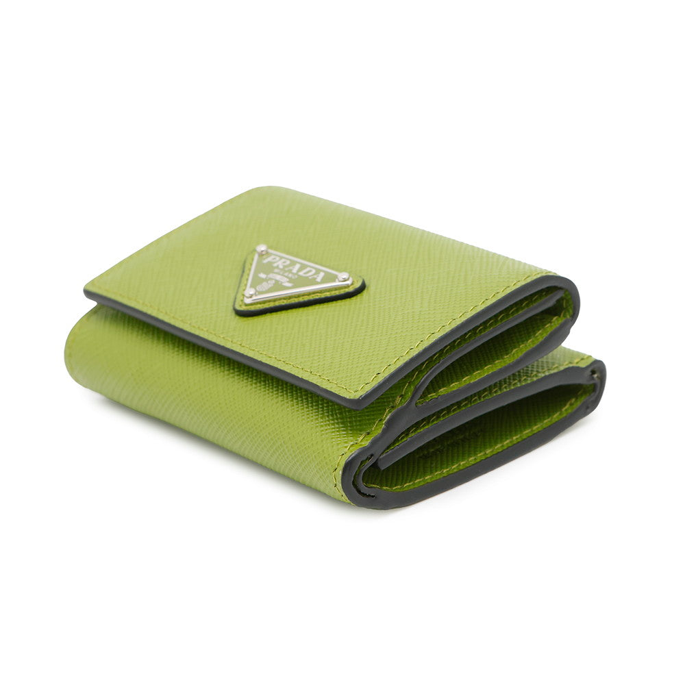 PRADA Saffiano Leather Triangle Wallet Green2MH042 Leather