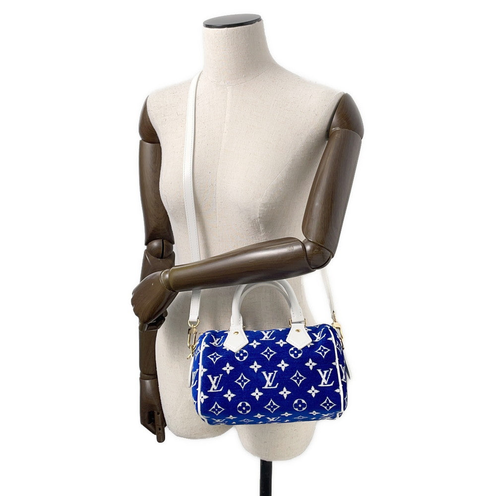 LOUIS VUITTON Speedy Bandouliere LV Match Blue/WhiteM20751 Monogramã»Jacquard Velvet Size 20