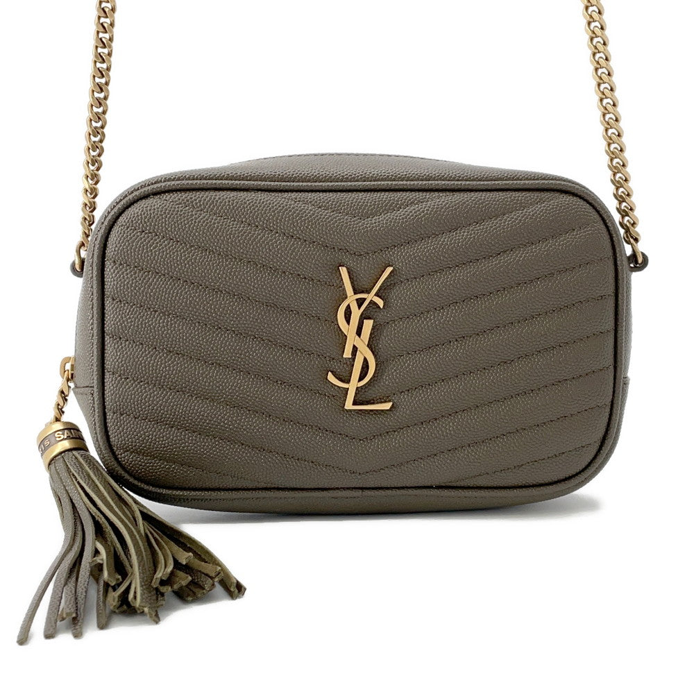 SAINT LAURENT PARIS Lou Tassel Chainshoulder Bag Khaki612579 Leather