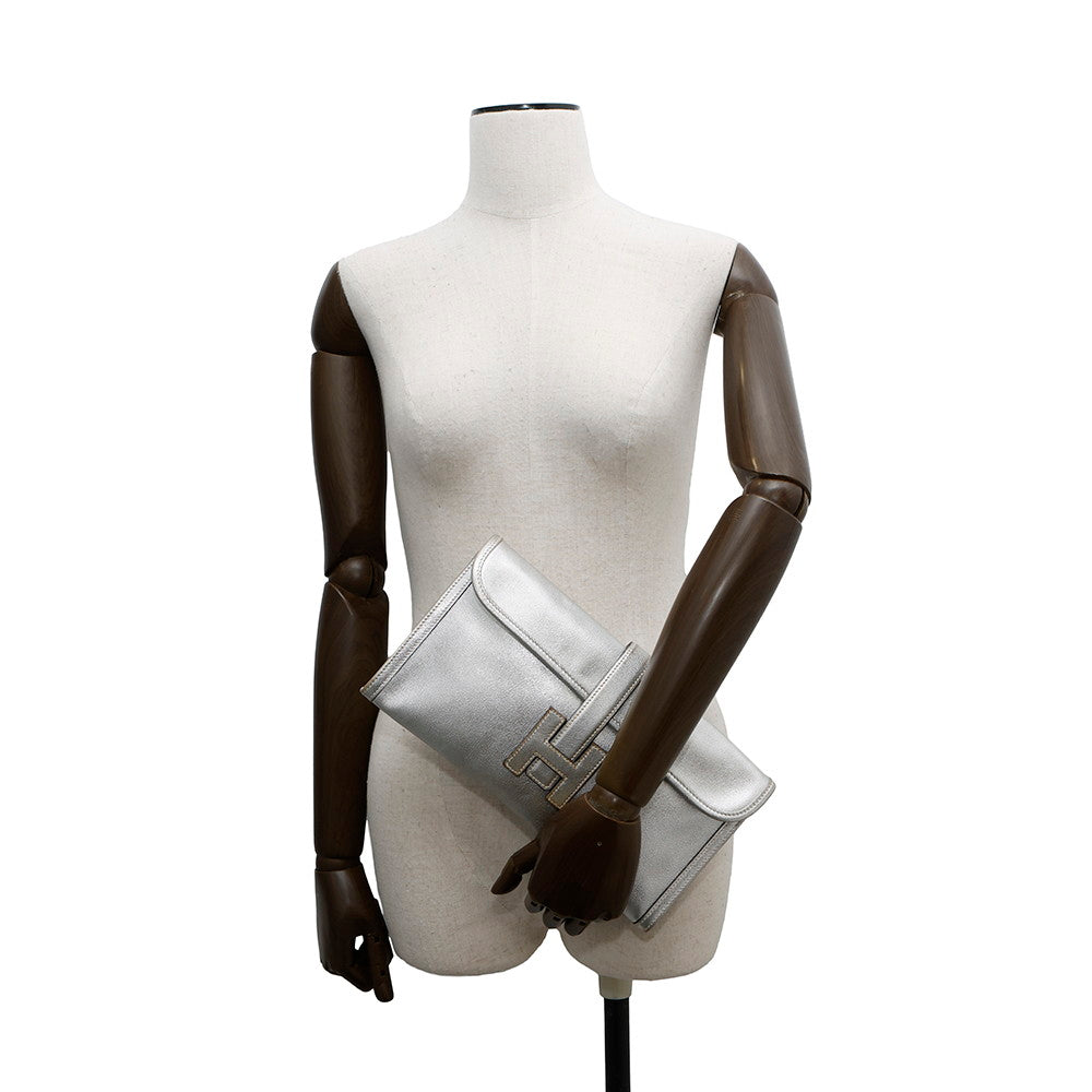 HERMES Jige Athens Olympics Limited Silver Chevre Myzore Goatskin