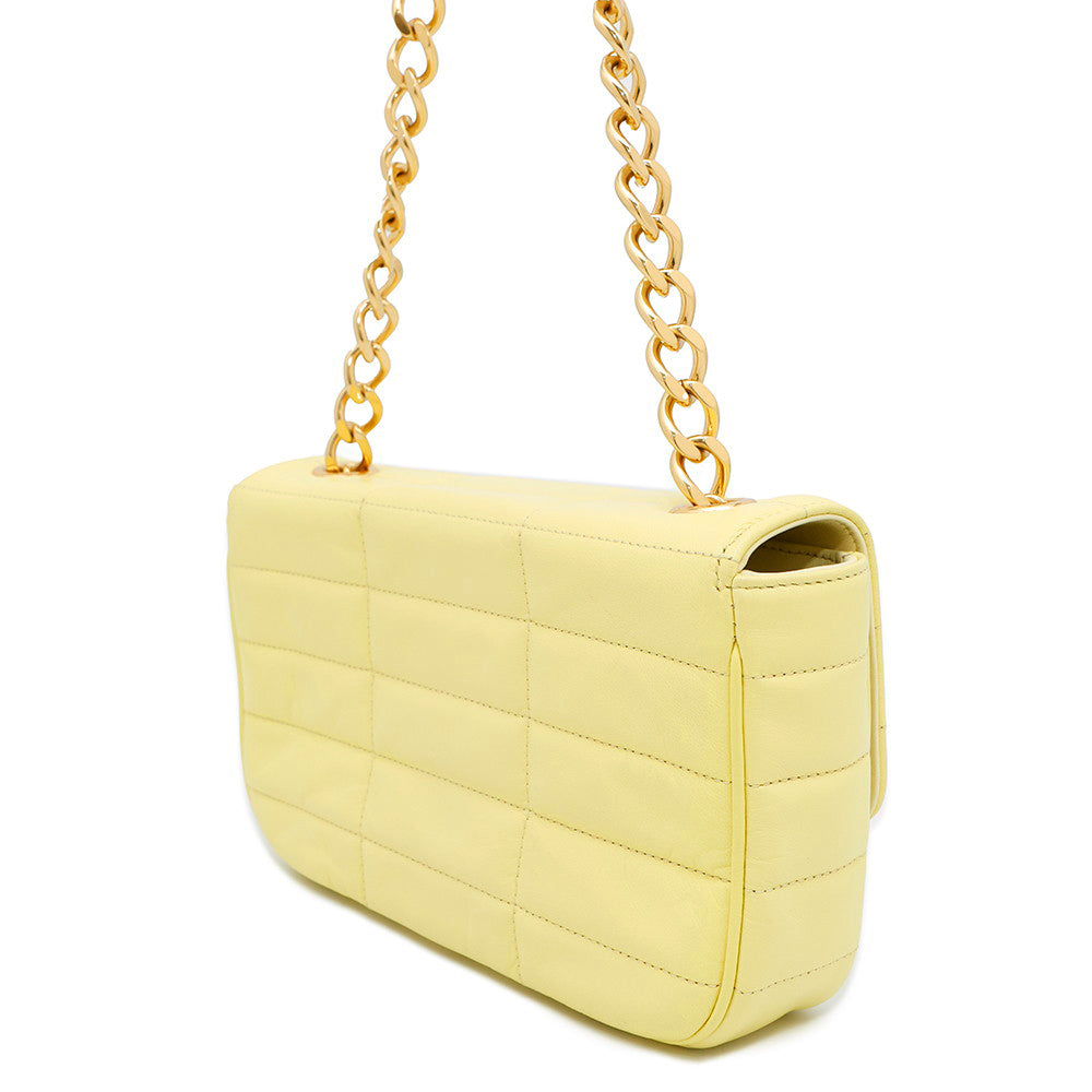 CELINE Mono Chrome Chain Shoulder Bag Yellow111273 Leather