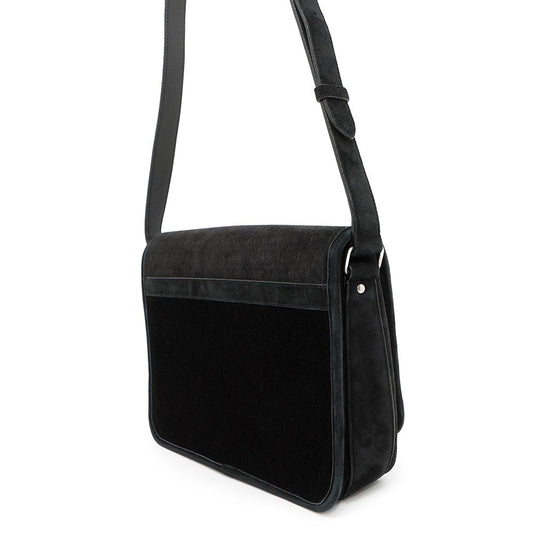 SAINT LAURENT PARIS logo messenger bag Black688253 Velvet Leather