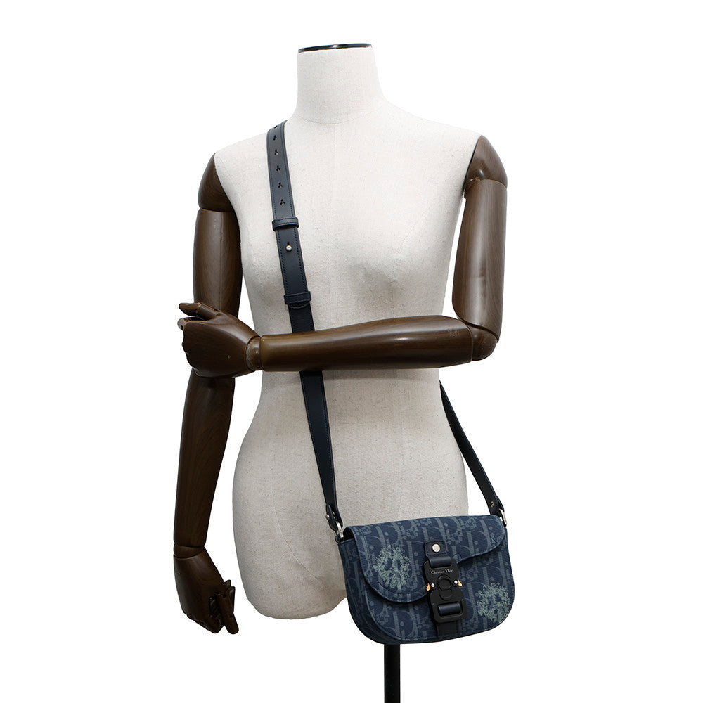 Dior Oblique Dior Tears Saddle Messenger Bag Blue/Navy2ADCA435DDO Canvas Leather Size Mini