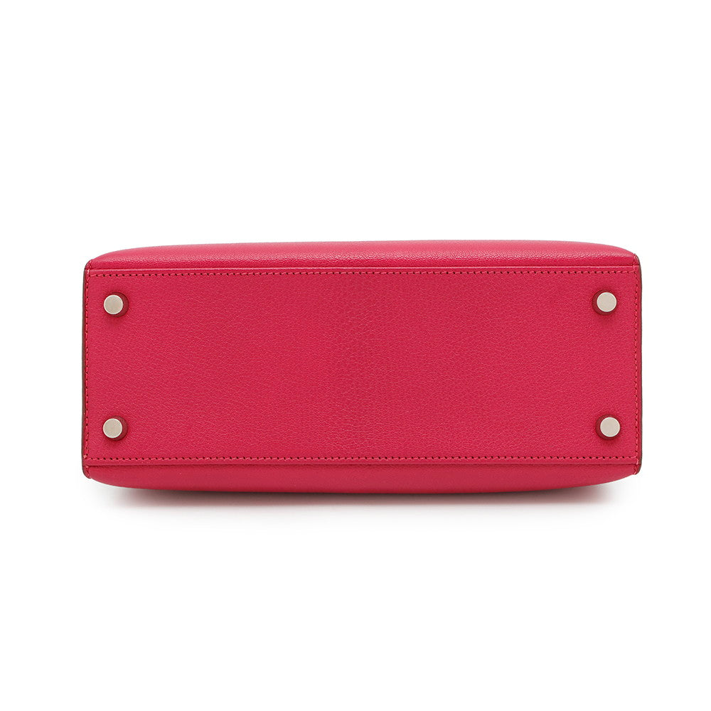 HERMES Kelly Sellier Framboise Chevre Myzore Goatskin Size 25