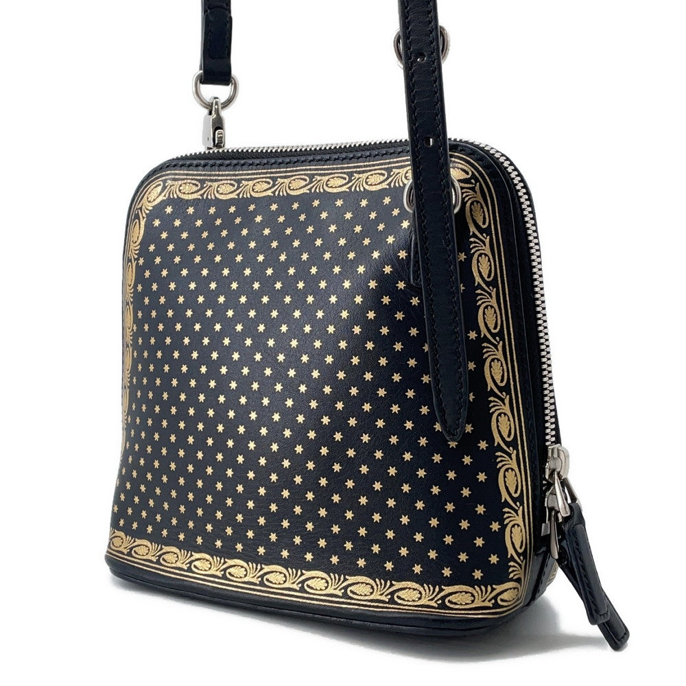 GUCCI GUCCY Print SEGA Collaboration Mini Shoulder Bag Black/Gold511189 Leather