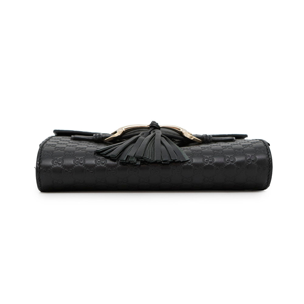 GUCCI Emily MicroGuccissima Chainshoulder Bag Black449636 Leather