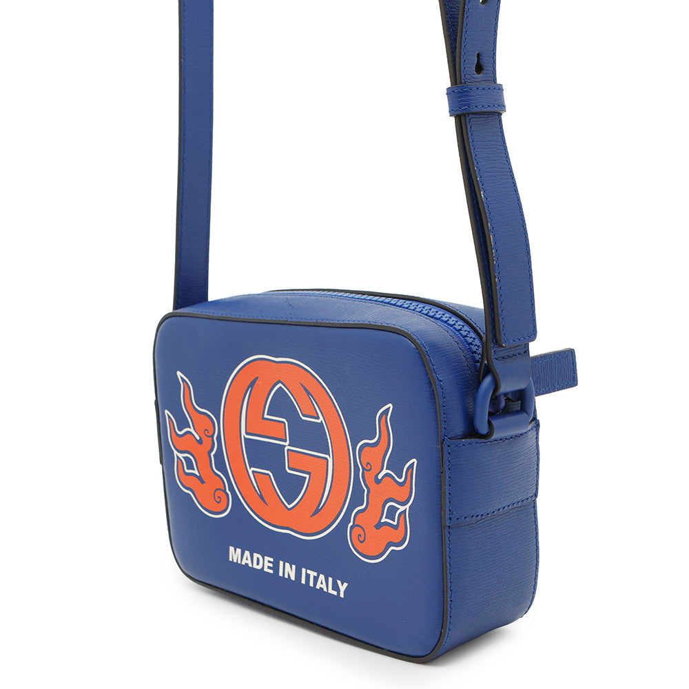 GUCCI Logo Shoulder Bag Blue773190 Leather
