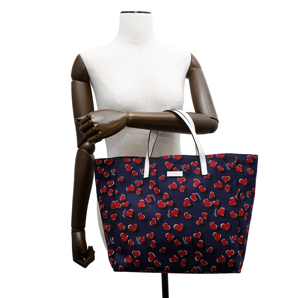 GUCCI Heartbeat Tote Bag Navy/Red282439 Canvas Leather