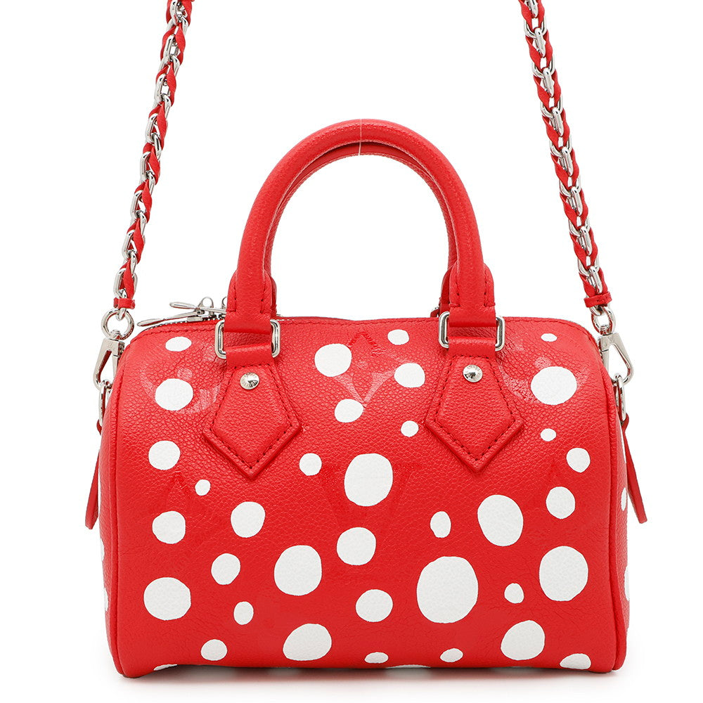 LOUIS VUITTON LV Ã YK Speedy Bandouliere Rouge/BlancM46411 Monogram Empreinte Leather Infinity Dot Size 20