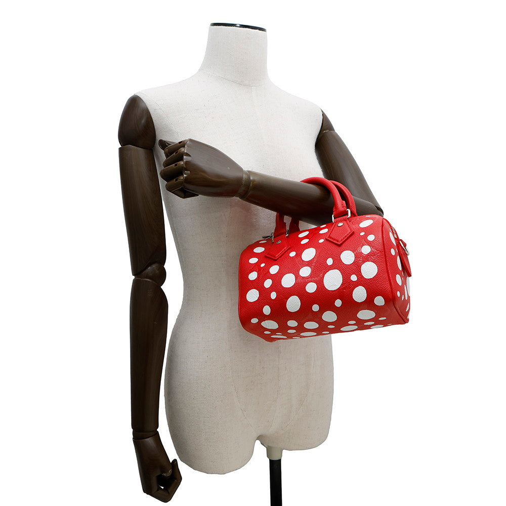 LOUIS VUITTON LV Ã YK Speedy Bandouliere Rouge/BlancM46411 Monogram Empreinte Leather Infinity Dot Size 20