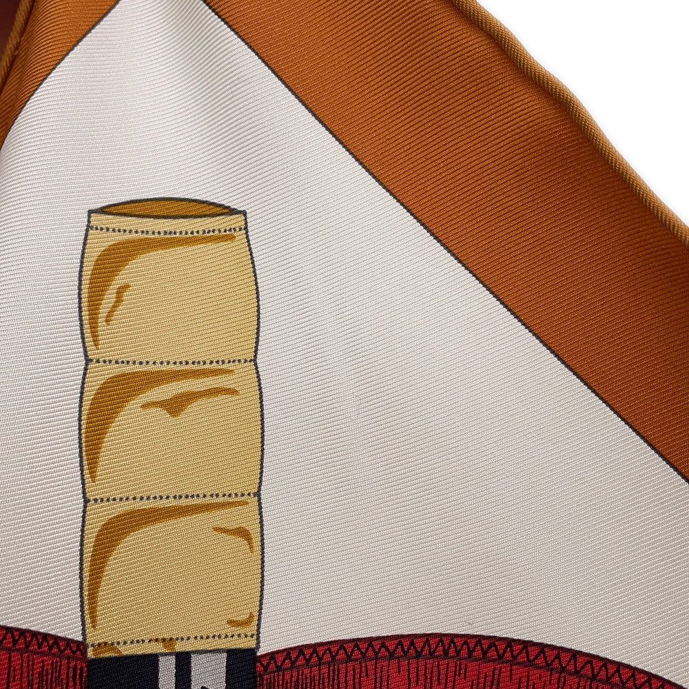 HERMES Carre Apron Doll Size 90 Caramel / CrÃ¨me / All Silk100%