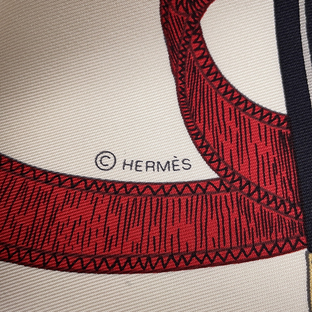 HERMES Carre Apron Doll Size 90 Caramel / CrÃ¨me / All Silk100%