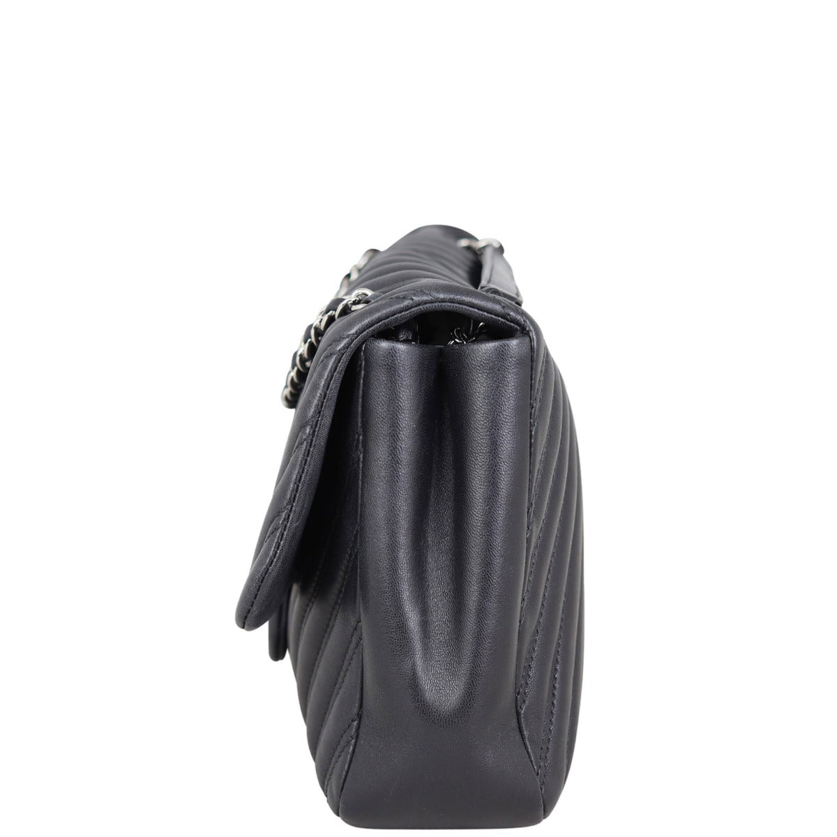Chanel Chevron Double Stitch Single Flap Jumbo