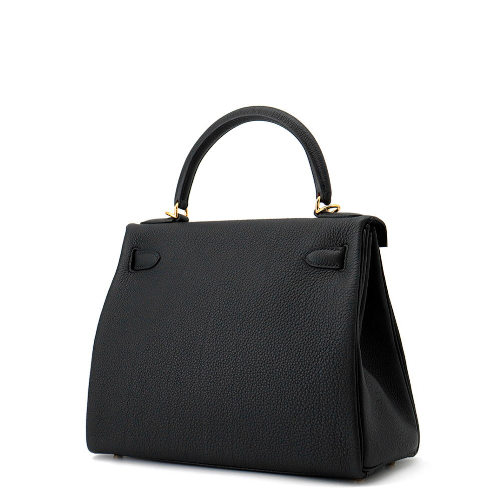 HERMES Kelly Retourne Black Togo Leather Size 28