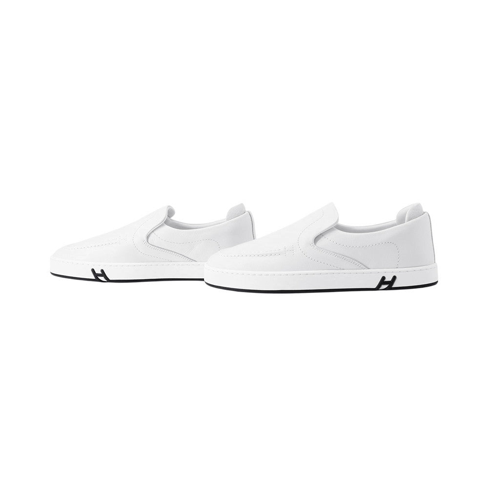 HERMES Sneakers Kiddy White Calf Leather Chevre Velor Size 37
