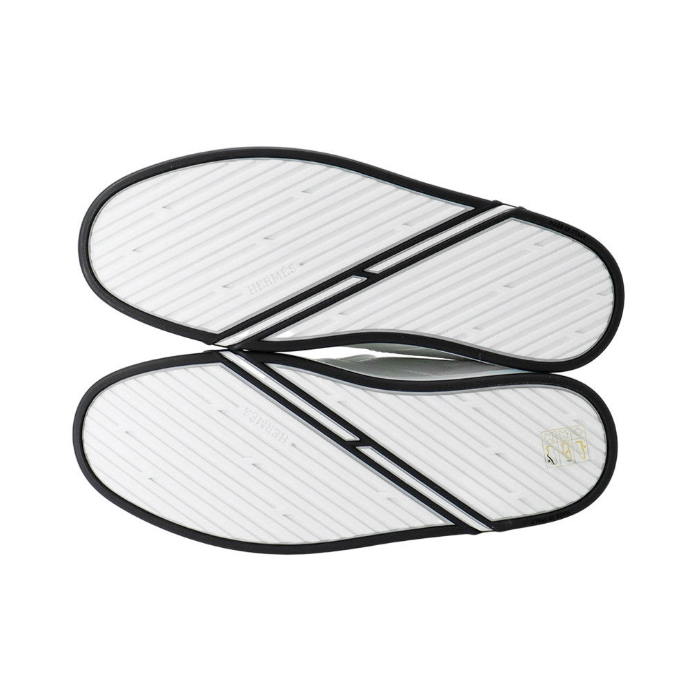HERMES Sneakers Kiddy White Calf Leather Chevre Velor Size 37