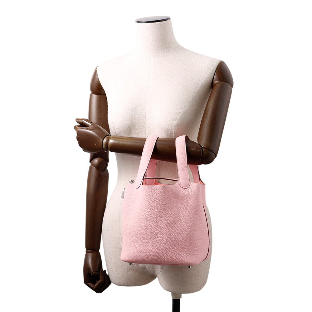 HERMES Picotin Lock Rose Sakura Taurillon Clemence Size PM