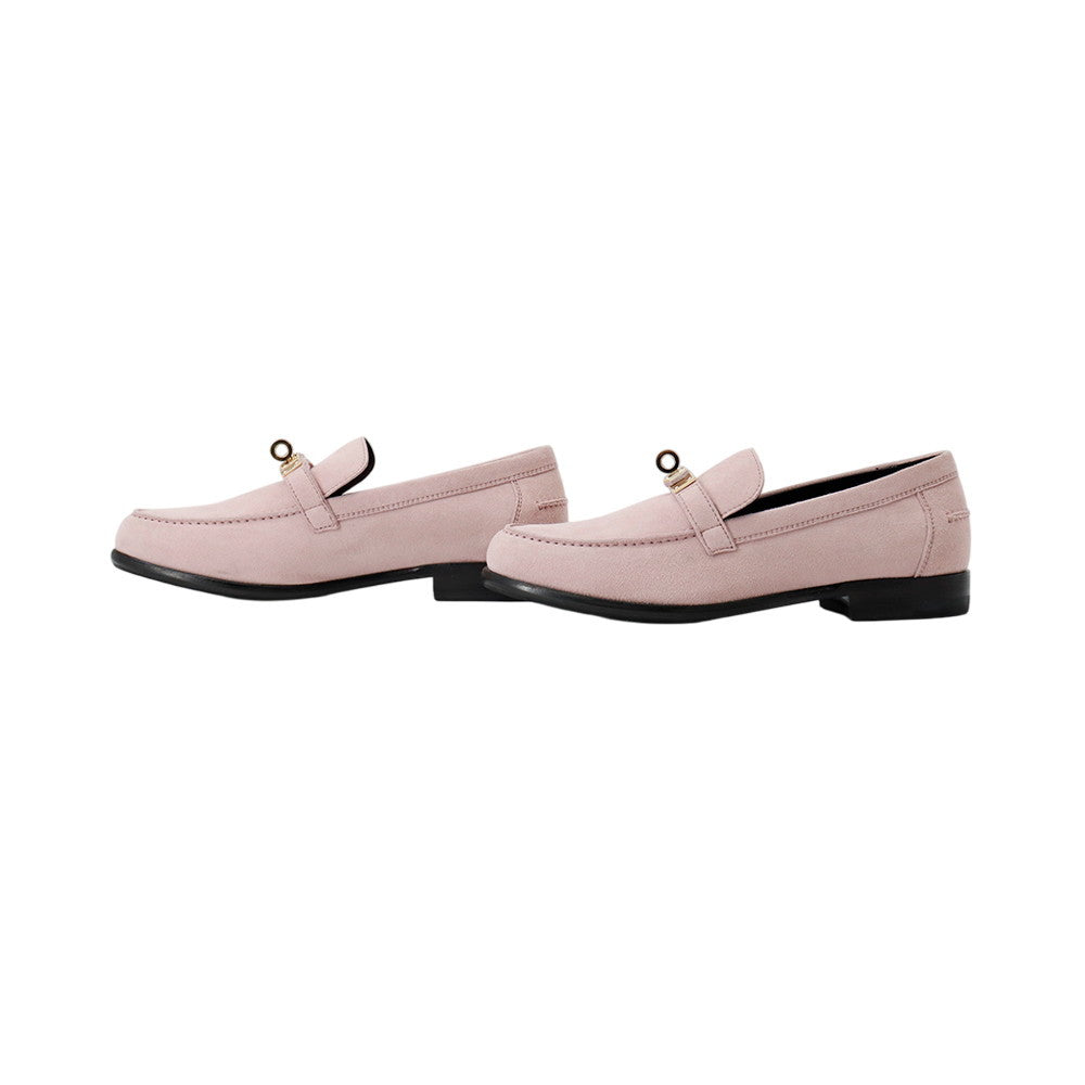 HERMES Mocassins d'Estaing Pink suede Size 36