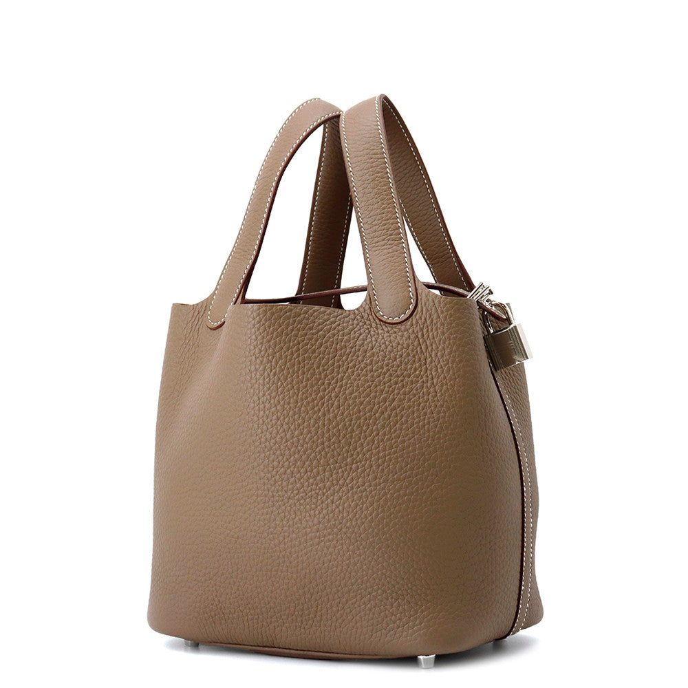 HERMES Picotin Lock Etoupe Taurillon Clemence Size PM