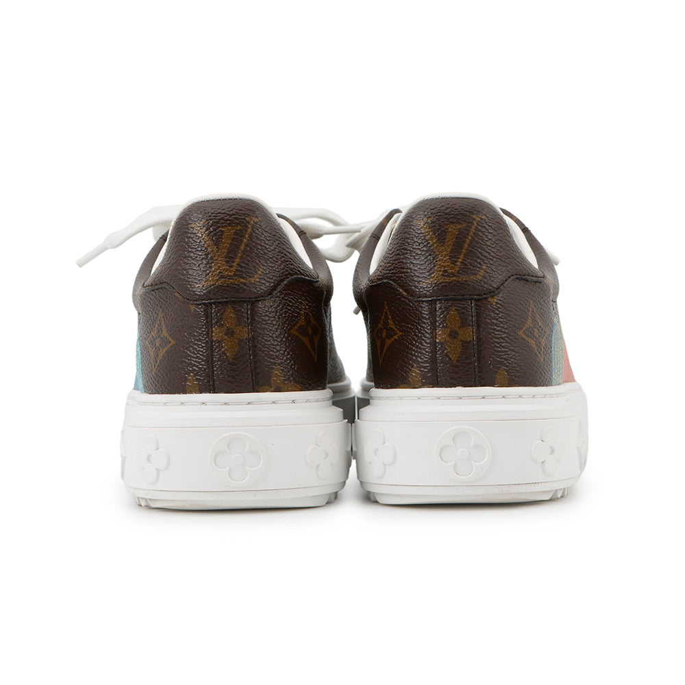 LOUIS VUITTON Yayoi Kusama Collaboration Time Out Sneakers Pumpkin Brown Monogram Size 35 1/2