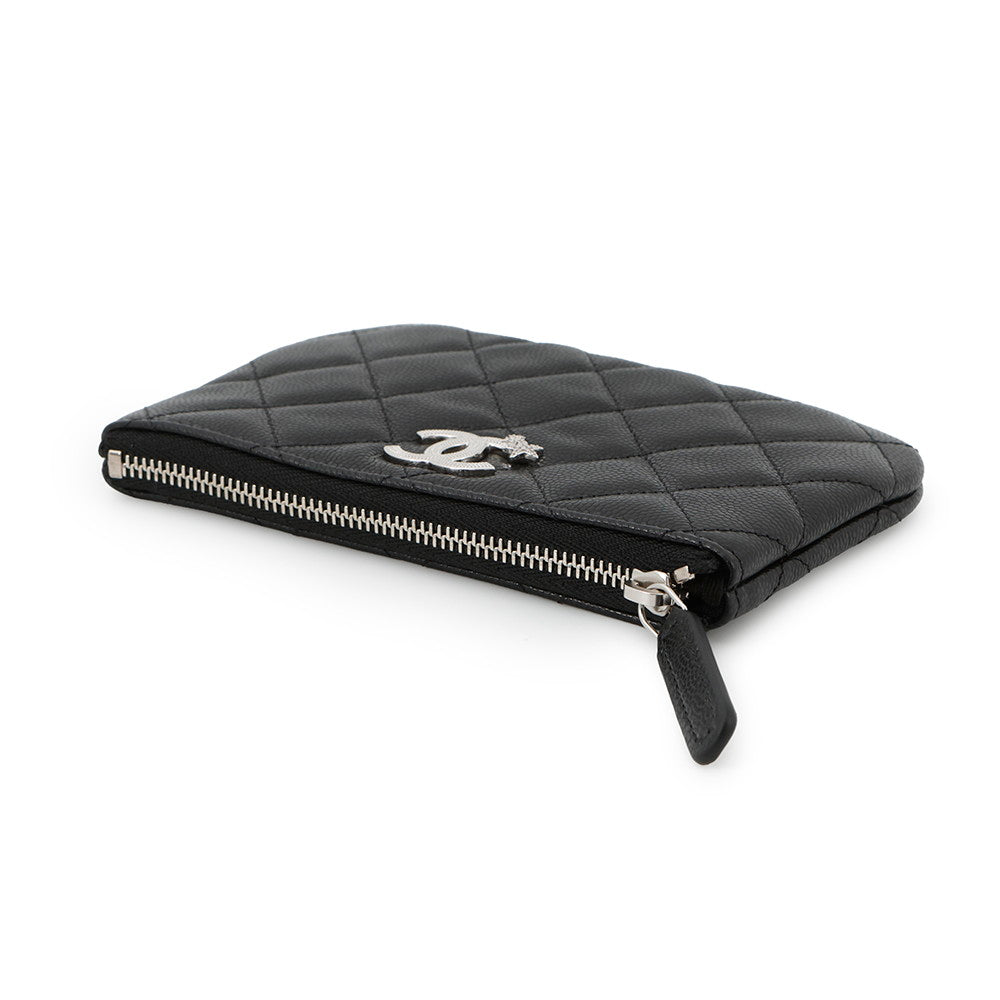 CHANEL Matelasse Star CC Logo Zip Pouch Coin Purse BlackAP4811 Soft Caviar Leather/Rhinestone
