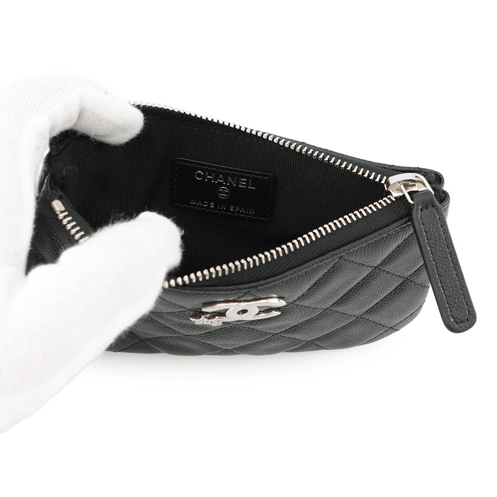 CHANEL Matelasse Star CC Logo Zip Pouch Coin Purse BlackAP4811 Soft Caviar Leather/Rhinestone