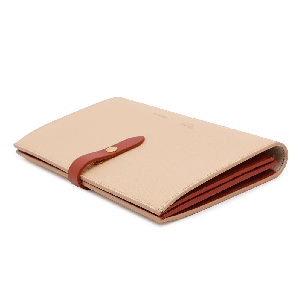 CELINE Multi-function Bifold Wallet Beige/Red104873 Leather
