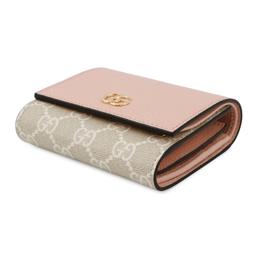 GUCCI Double G Medium Wallet Pink/Beige598587 Leather/PVC