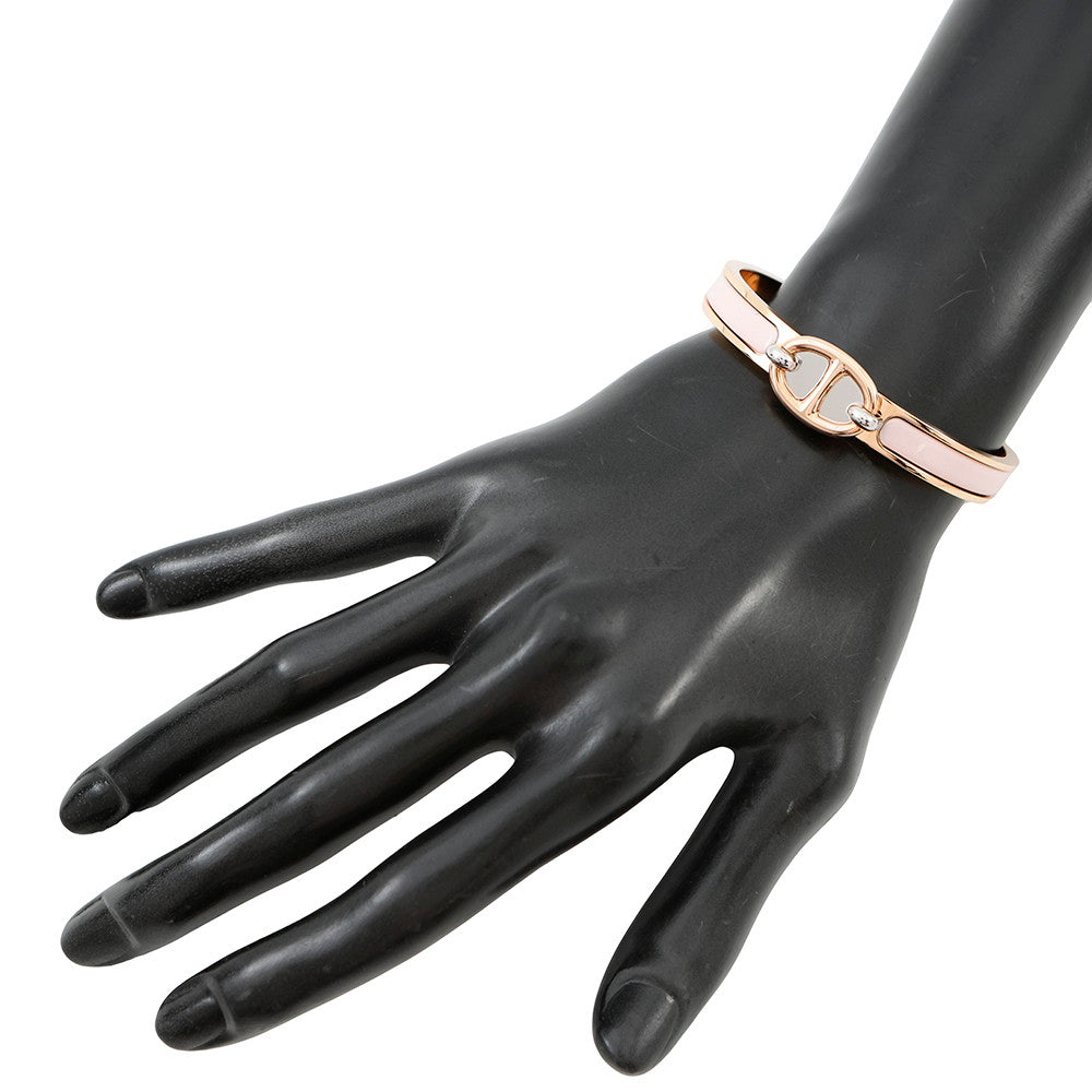 HERMES Mini Clic Chaine d'Ancre Bracelet Size PM Rose Kander Metal Enamel