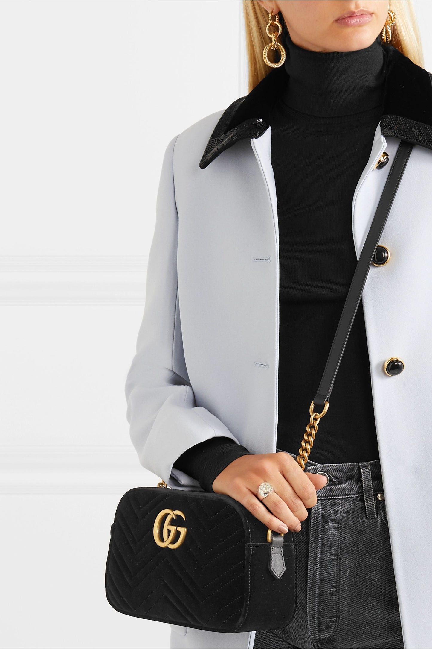 Gucci GG Marmont Velvet Camera Bag Black