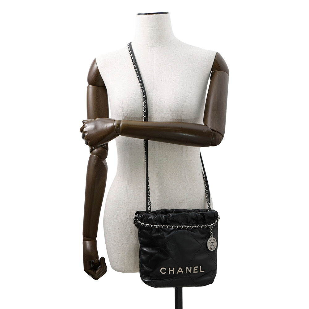 CHANEL CHANEL22 ChainShoulder Bag BlackAS3980 Shiny Calf Leather Size Mini
