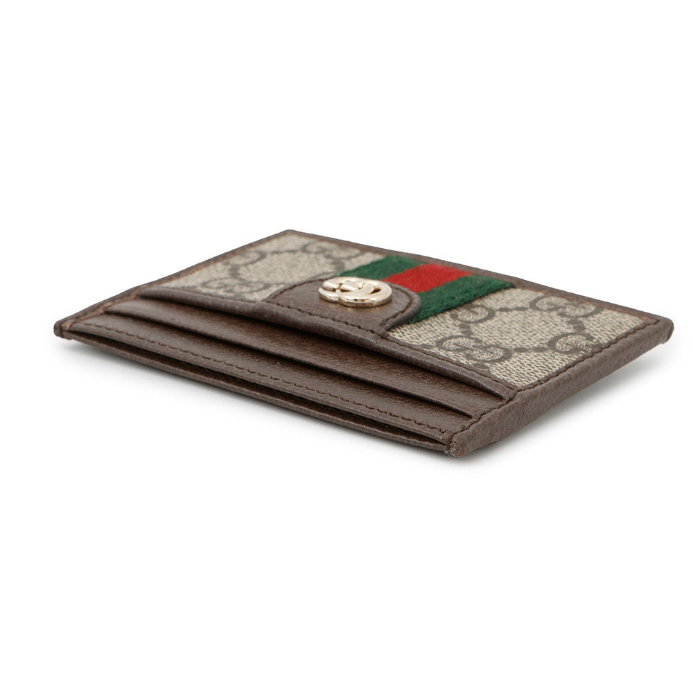 GUCCI GG Supreme Ophidia Card Case Brown/Beige838486 Leather/PVC