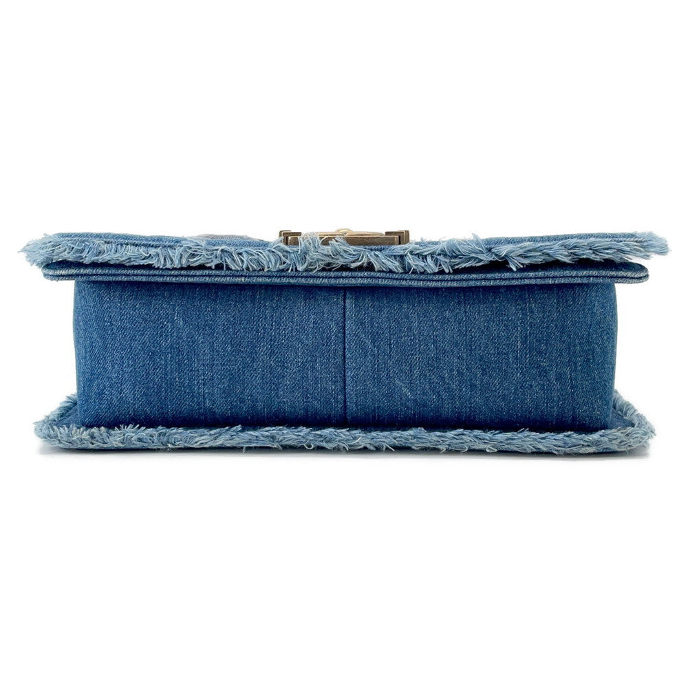 CHANEL Boy Chanel Patchwork ChainShoulder Bag BlueA92867 Denim