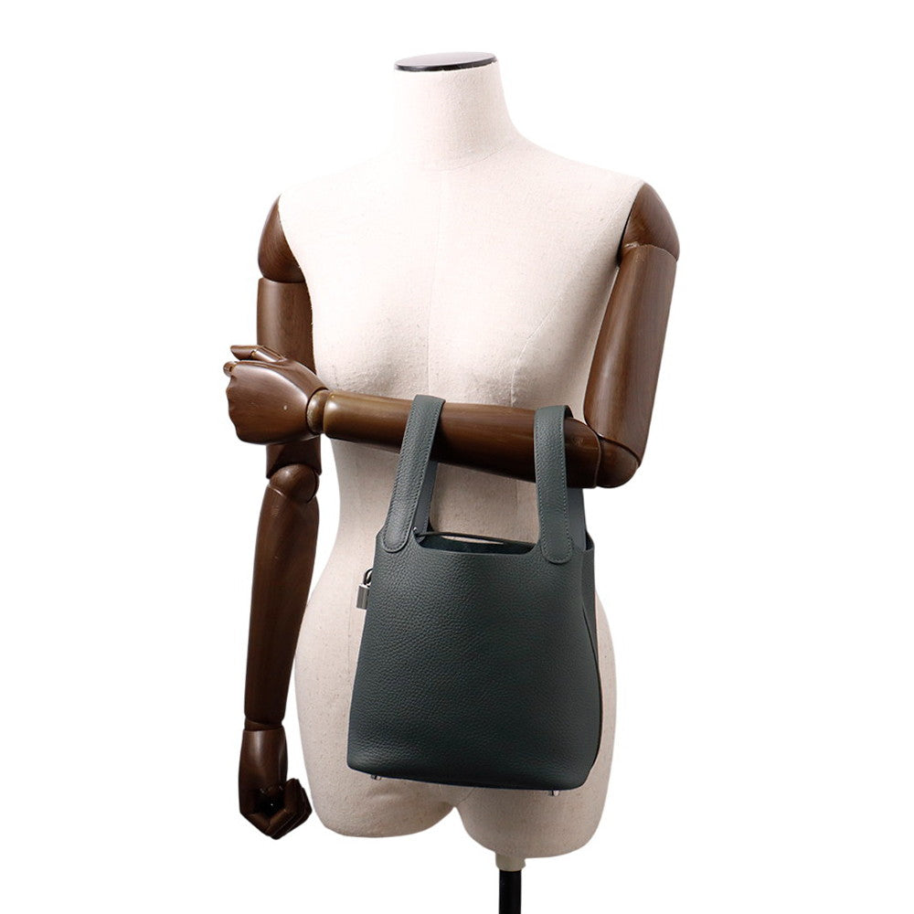 HERMES Picotin Lock Eclat Vert Mangrove/Guripantan Taurillon Clemence Swift Leather Size PM