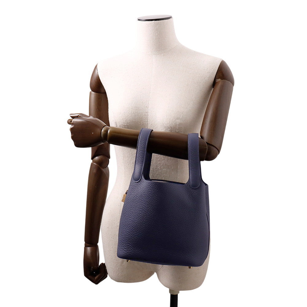 HERMES Picotin Lock Blue Nuit Taurillon Clemence Size PM